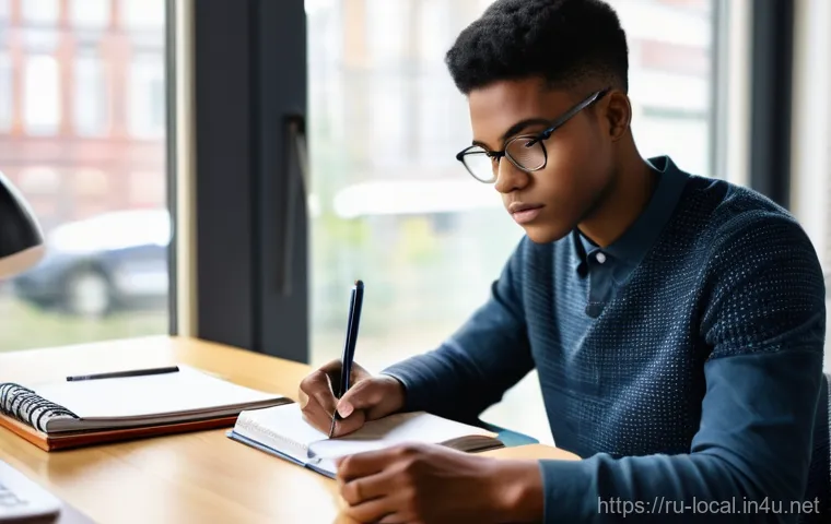 지방공무원 필기시험 실전 전략 - **Prompt 1: Diligent Preparation for Success**
"A young adult, gender-neutral, with a focused an...