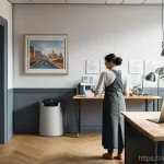 지방공무원 퇴사 후 창업 사례 - **A vivid, realistic illustration of a person, gender-neutral, in their late 30s to early 40s, stand...