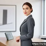 지방공무원 면접 복장과 매너 - **Prompt 1: Female Civil Servant Portrait**
    A professional woman in her early 30s, with a calm a...